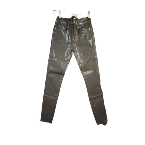 NWT FRAME Chocolate Brown Coated Jeans Denim Pants Size 26 - Picture 9 of 16